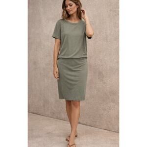 James Perse Olive Green Tunic Dress 4 Cotton Modal Classic Orig $225 minimalist